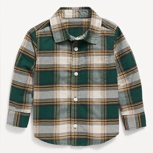 Old Navy Kids Plaid Button-Up Shirt - Green and Yellow